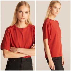Rebecca Taylor Ruched Pima Cotton Tee Large